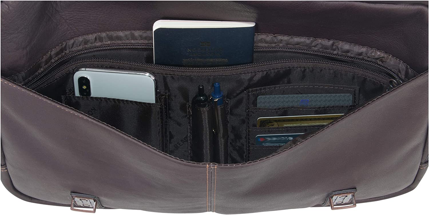 Kenneth Cole Reaction Show Business Full-Grain Colombian Leather Dual Compartment Flapover 15.6-inch Laptop Business Portfolio, Cognac - Image 6